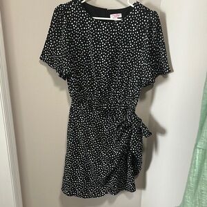 Pink Lily Black and White Wrap Mini Dress